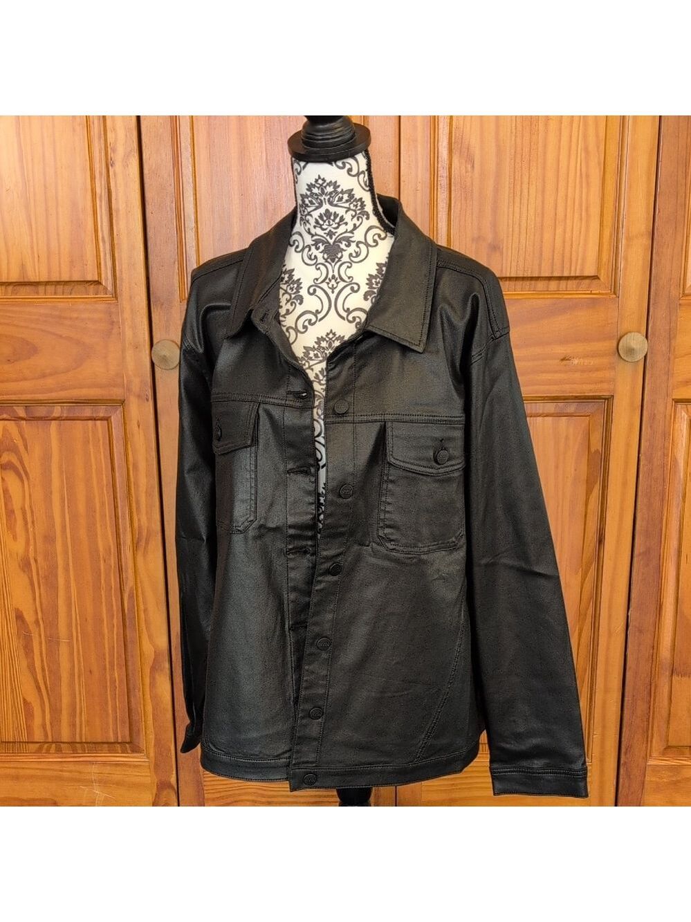 NYDJ Sleek Black Faux Leather Jacket 3X                                 C270